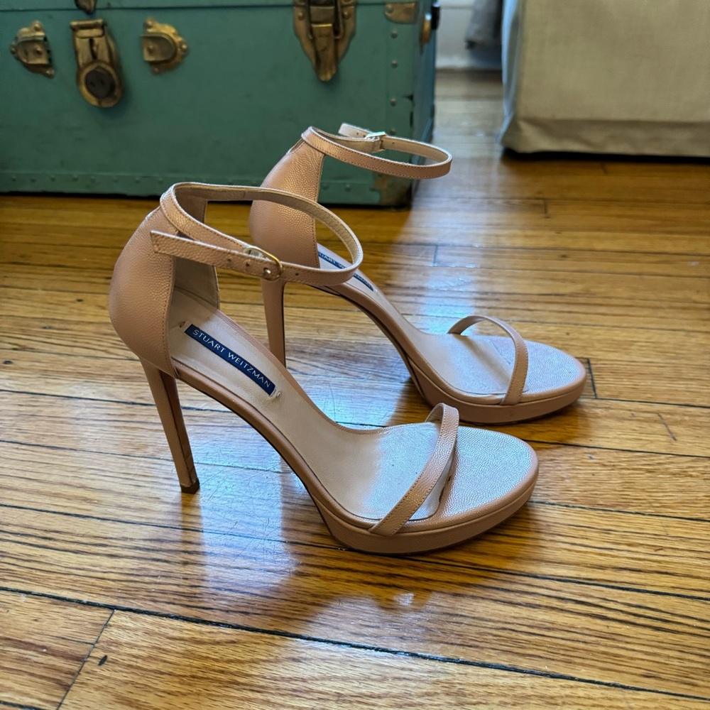 Stuart Weitzman nude heels - nudist disco sandal